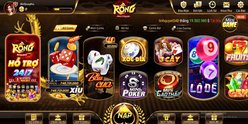 Game bài đổi thưởng siêu hấp dẫn tại cổng game Rong Gold